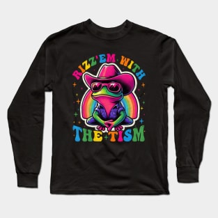 Rizz Em With The Tism Autism Groovy Rainbow Rizz Em Long Sleeve T-Shirt